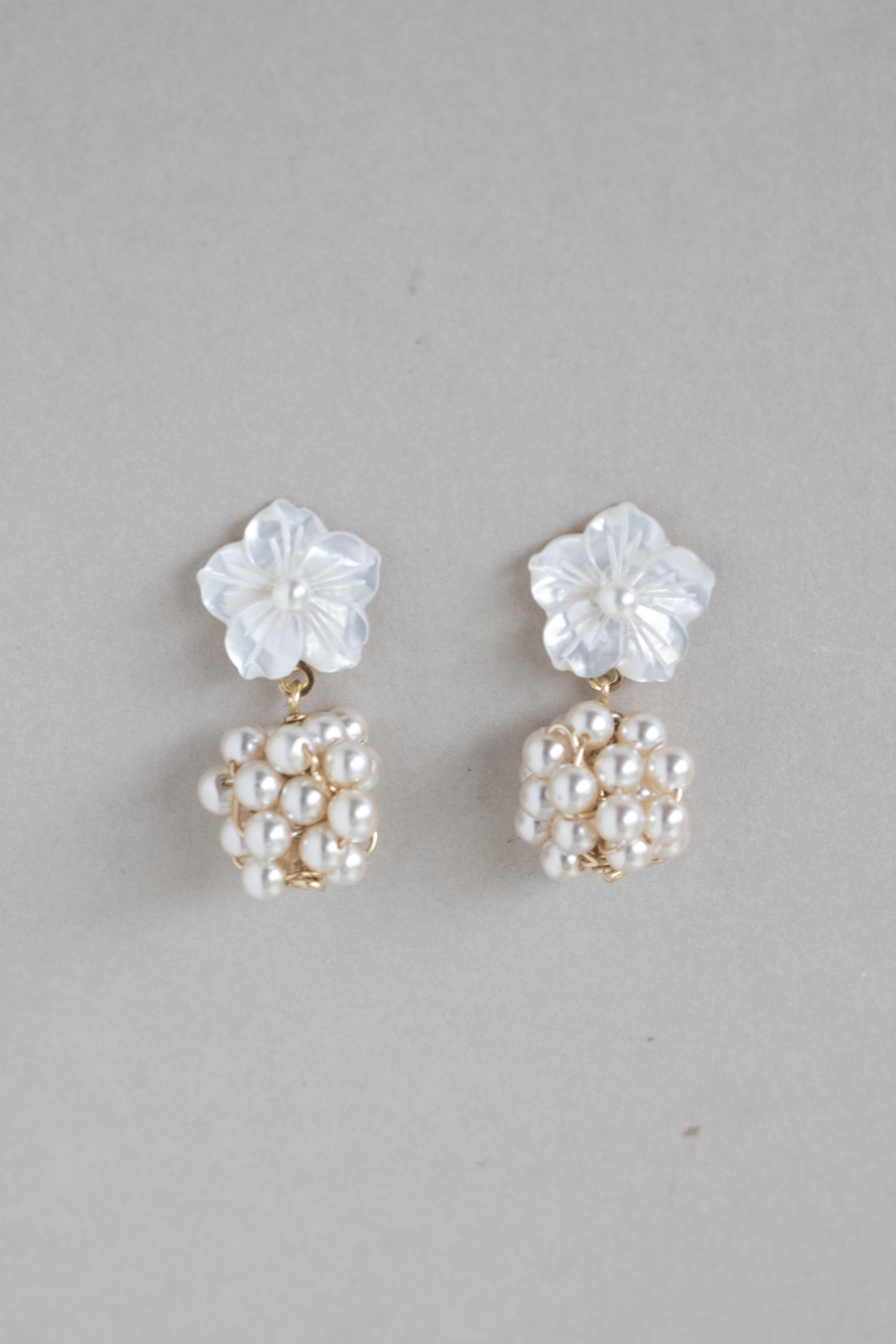 mother of pearl bridal earrings by megan therese