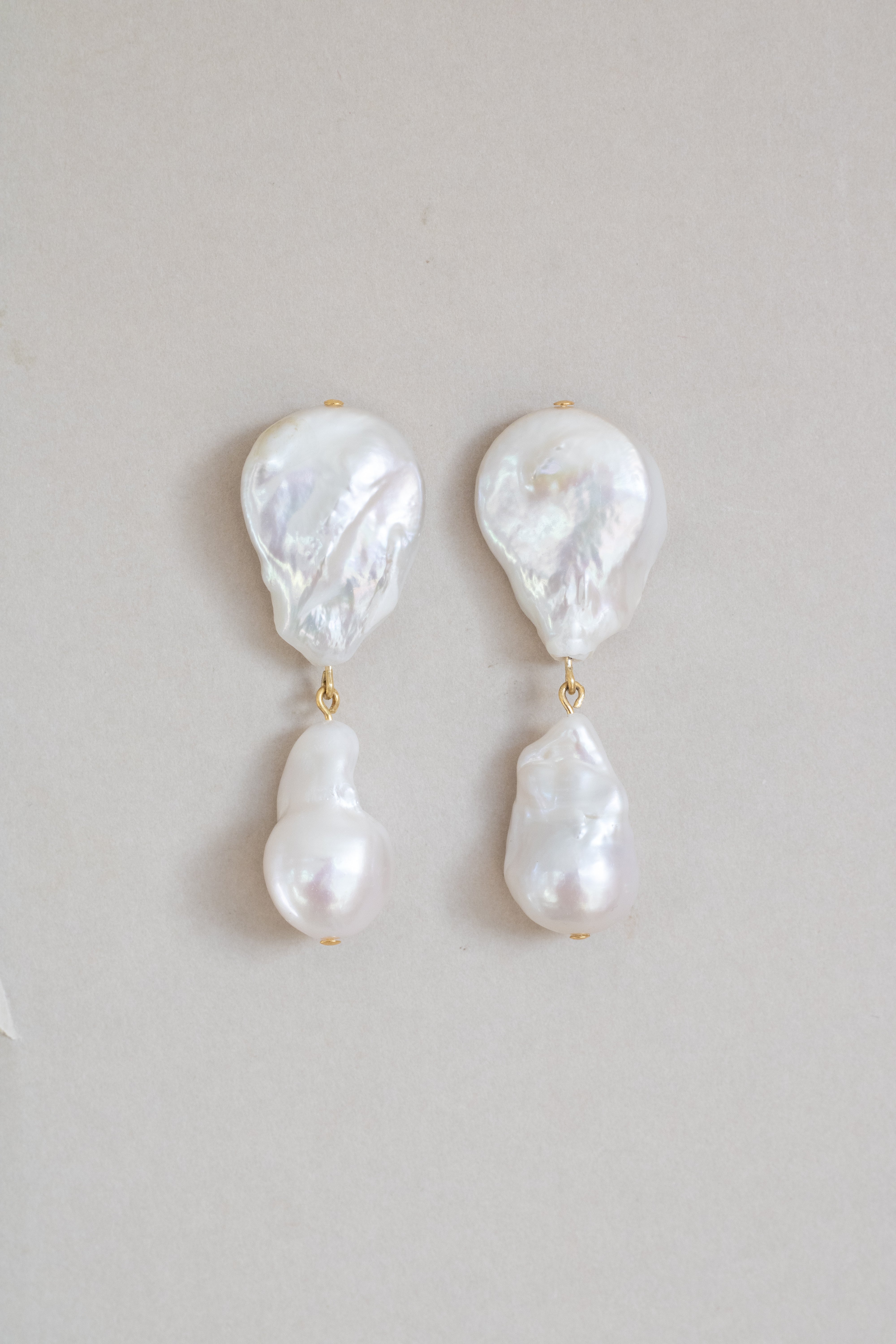 Organic freshwater pearl statement earrings by Megan therese