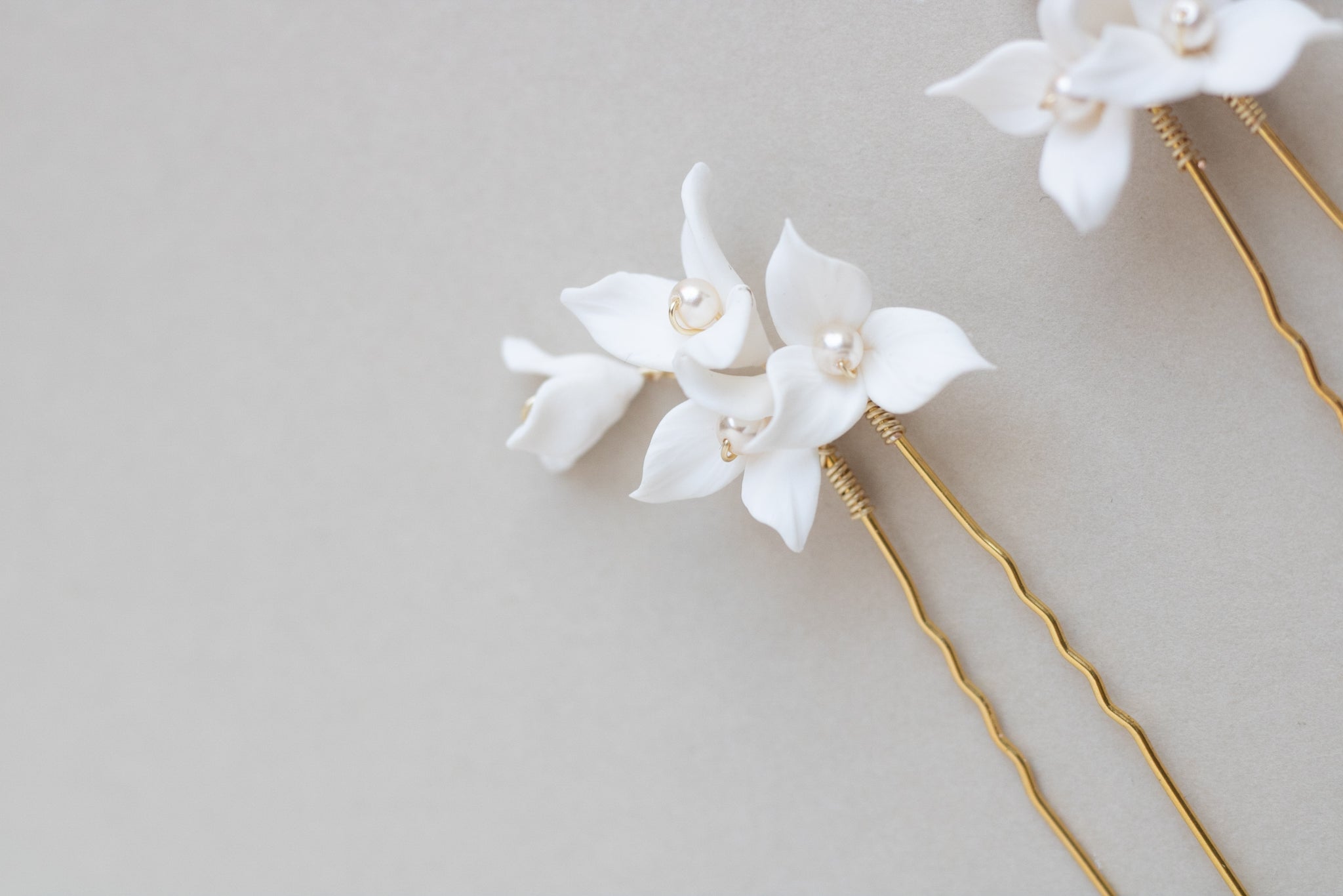 clay flower headpins by megan therese