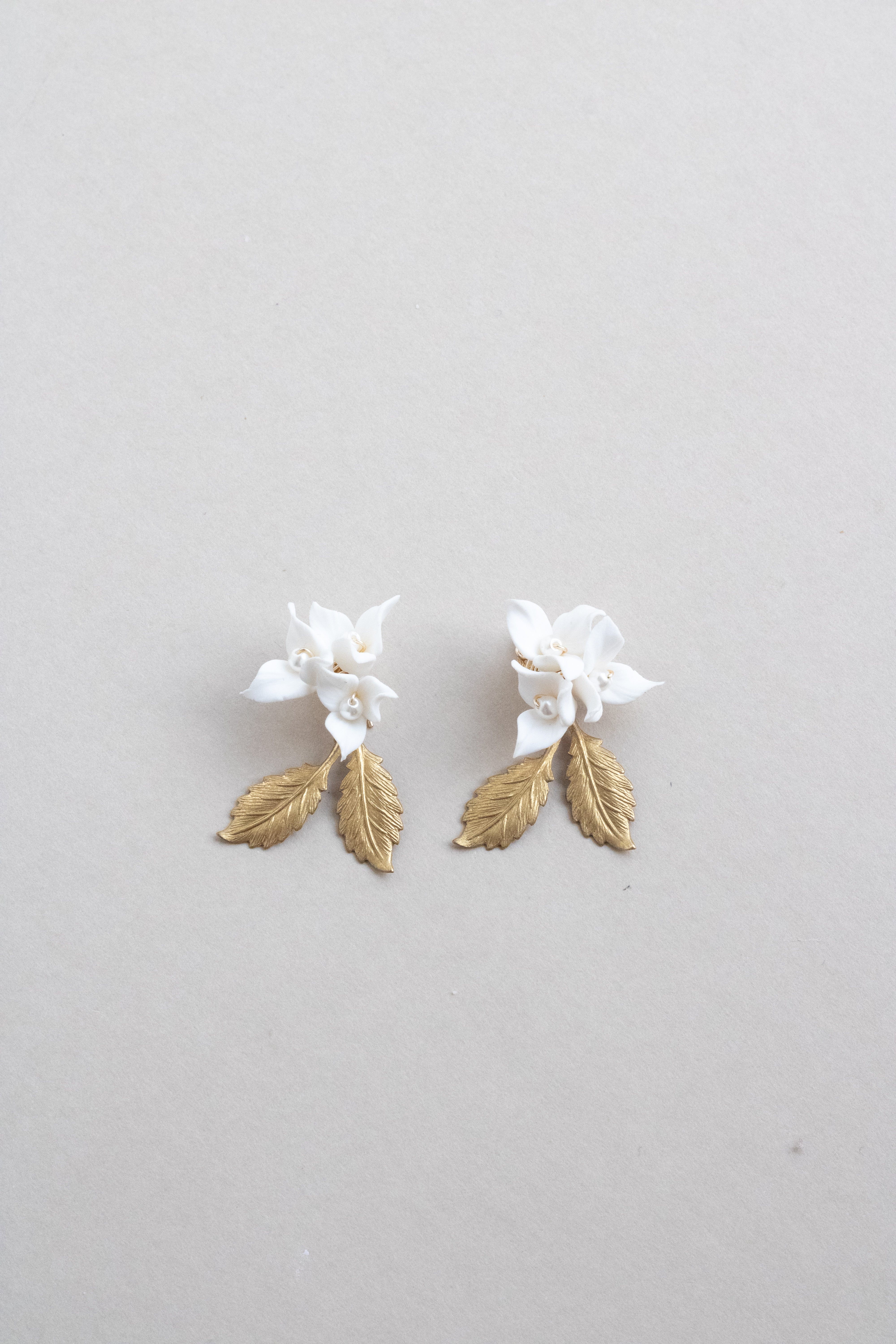 clay flower bridal earrings by megan therese