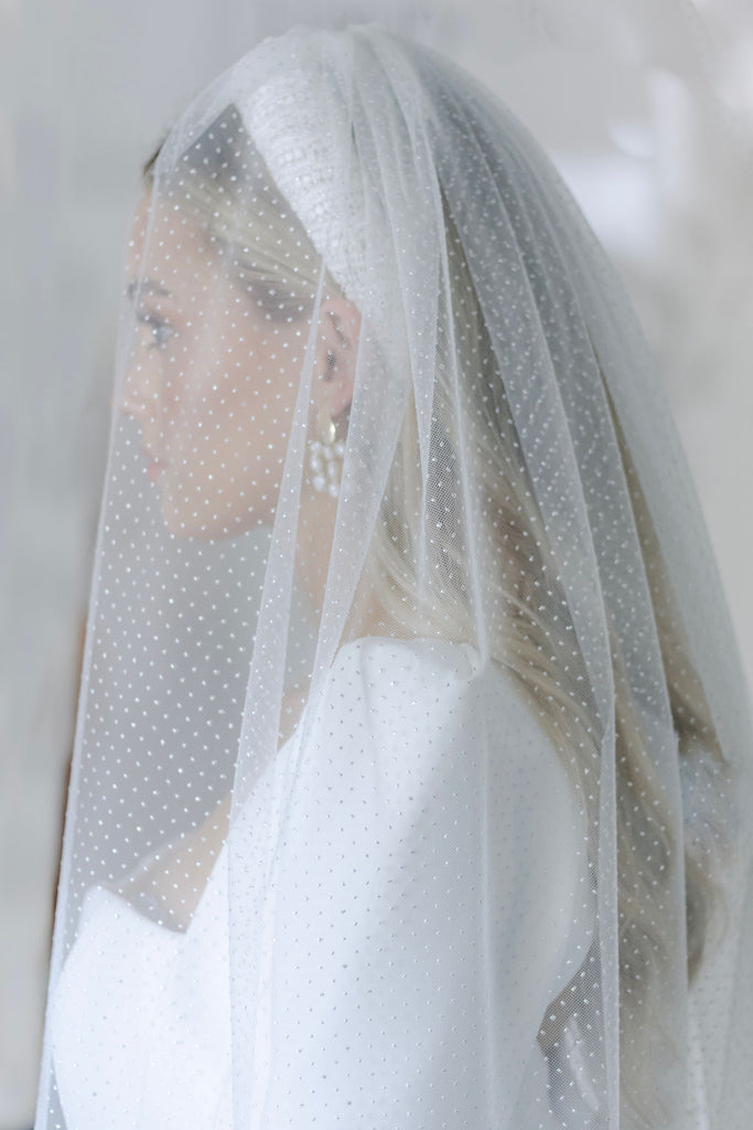 Wren  pearl ivory bridal veil - Megan Therese Couture