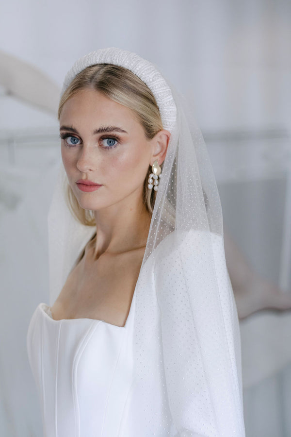 Wren  pearl ivory bridal veil - Megan Therese Couture