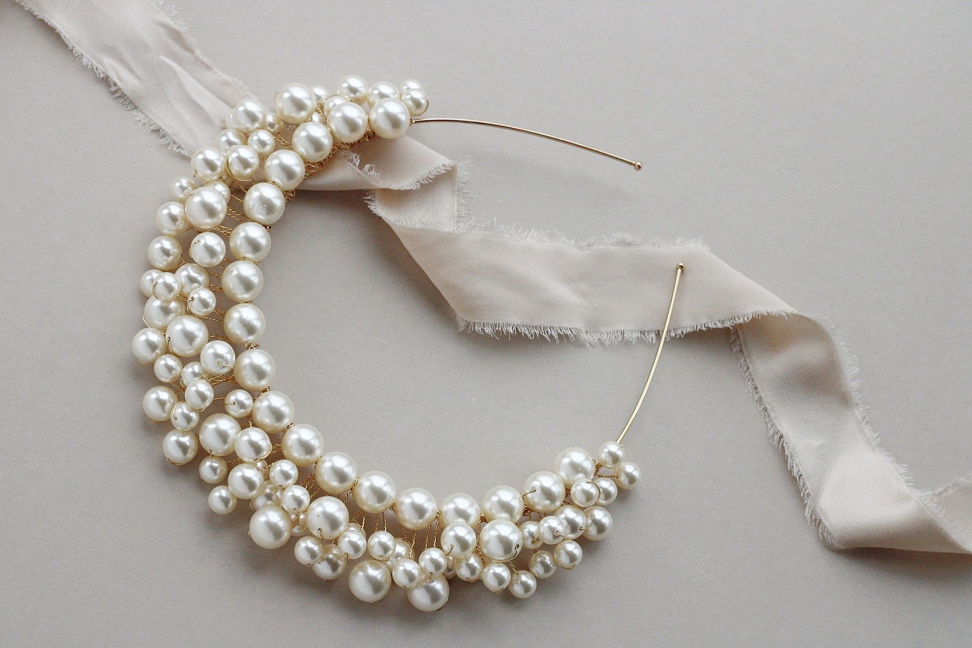 luxury pearl wedding crown for bride by megan therese