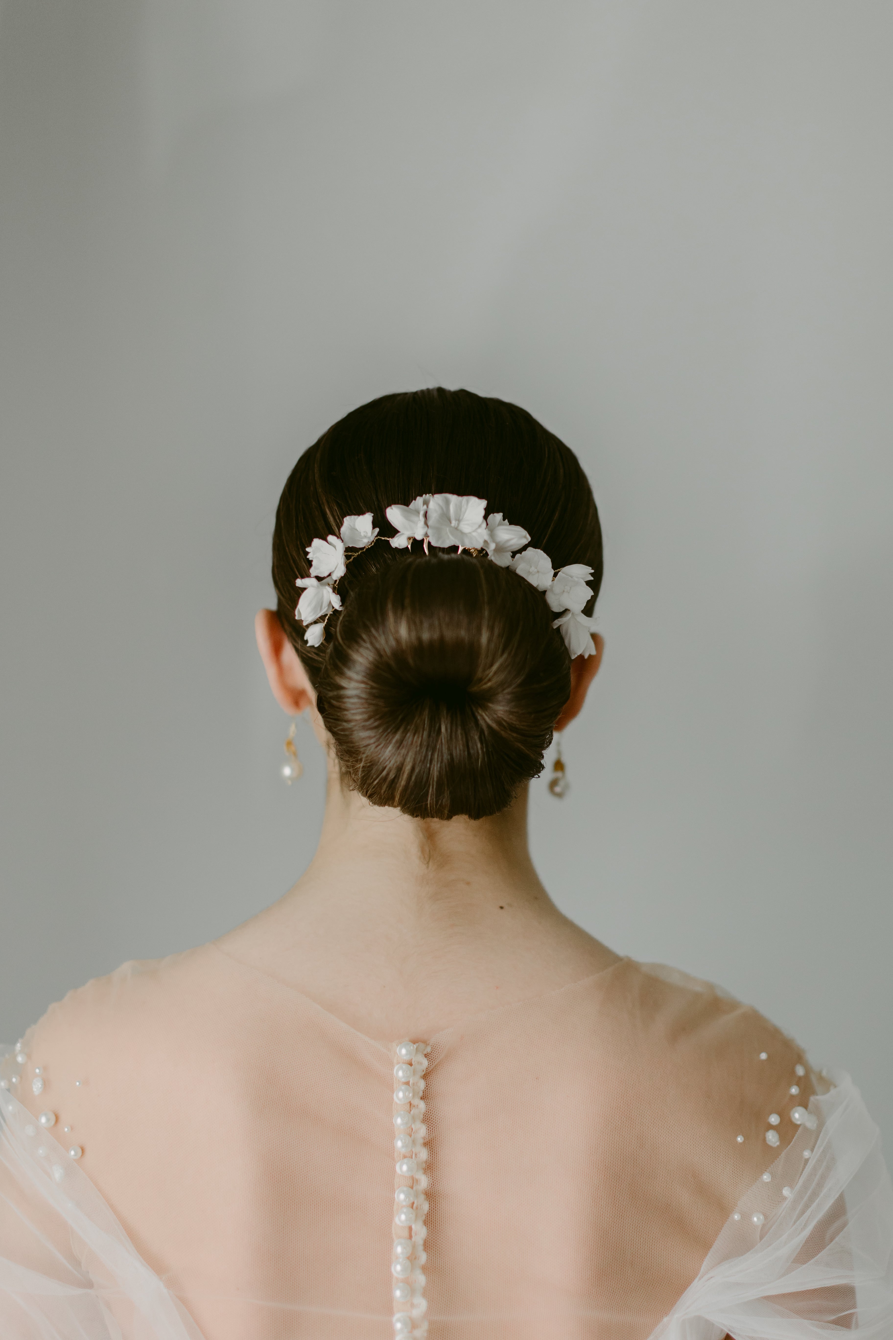 handcrafted clay flower wedding headpiece by megan therese