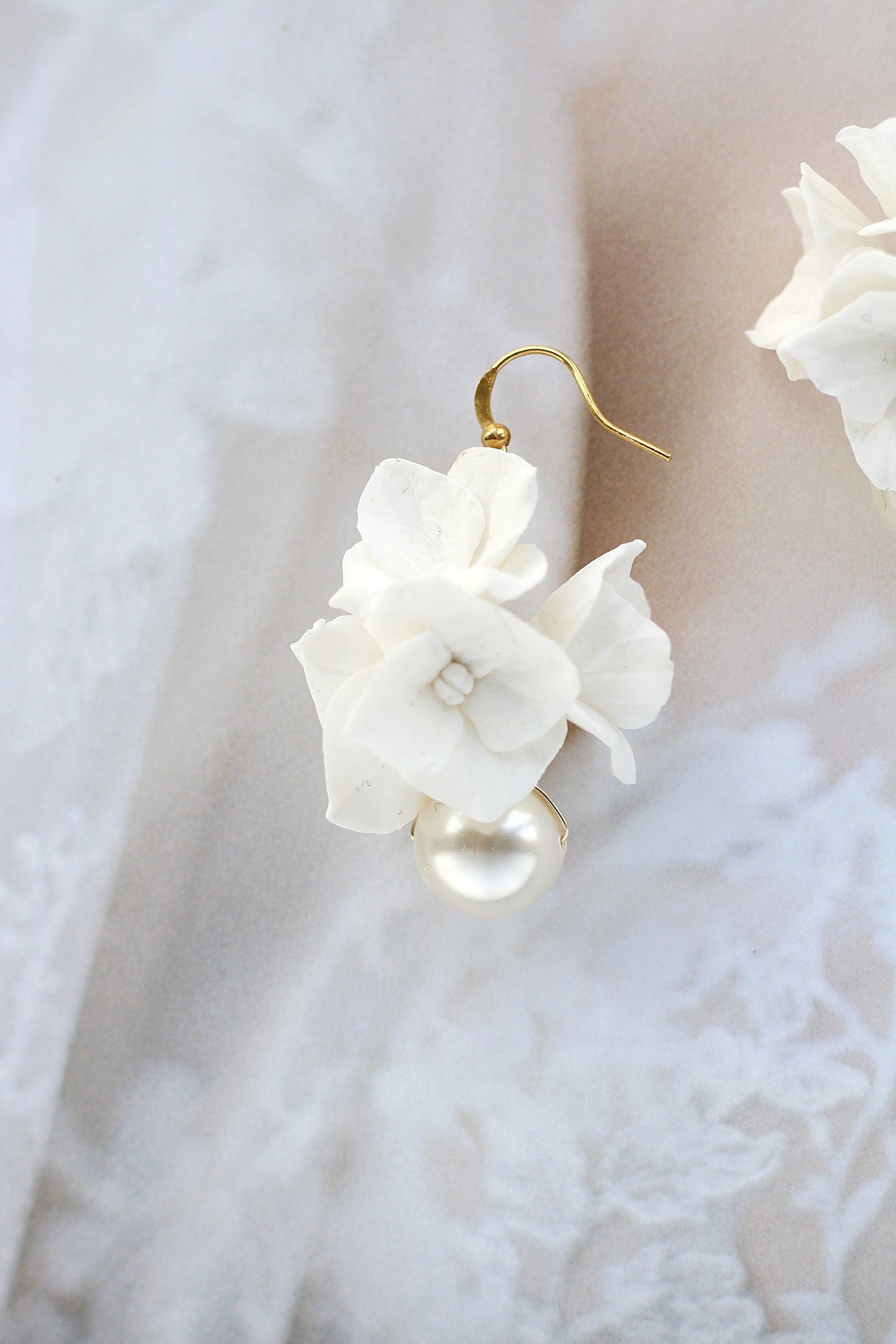 clay flower earrings for fine art weddings 