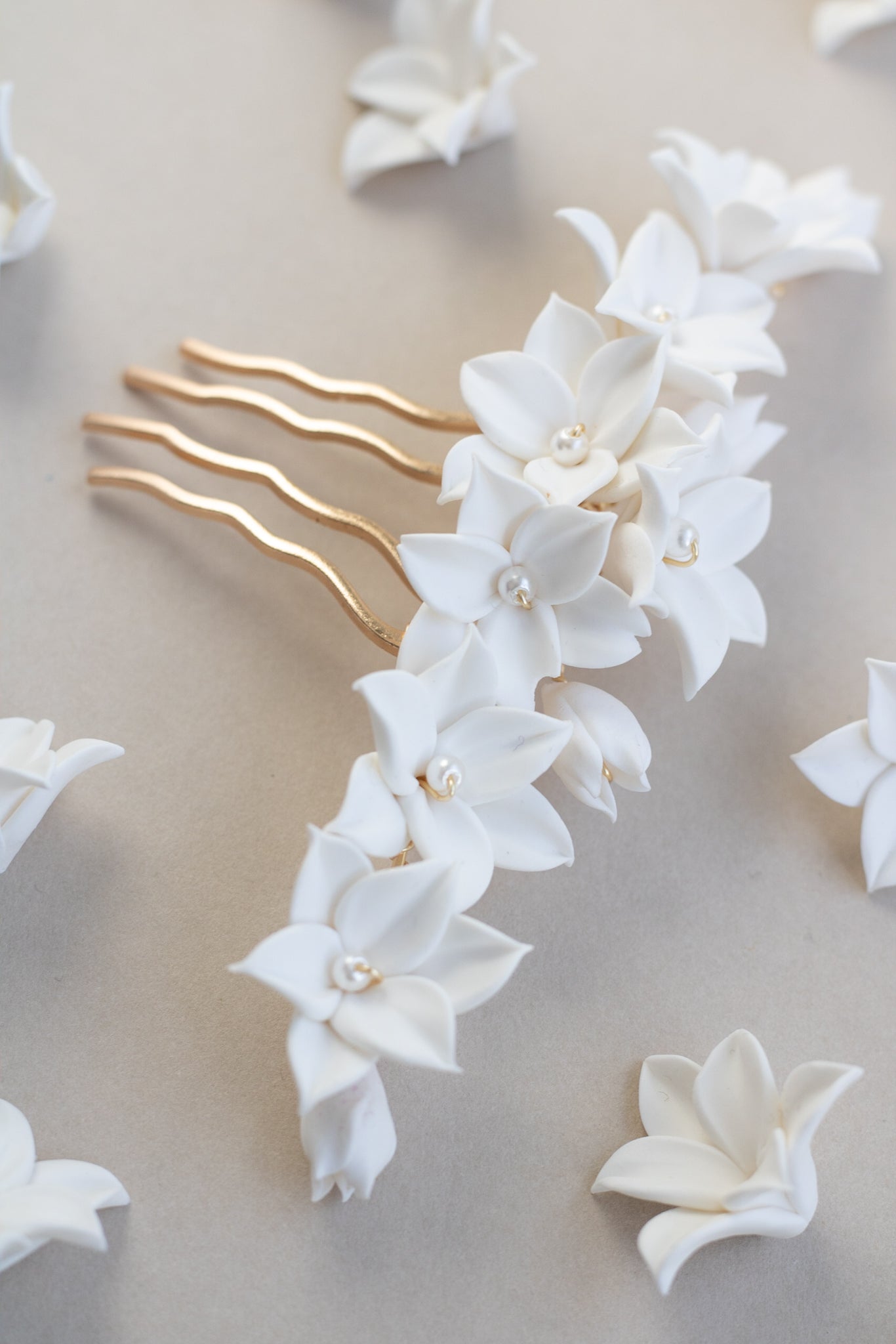 clay flower bridal hair comb be megan therese