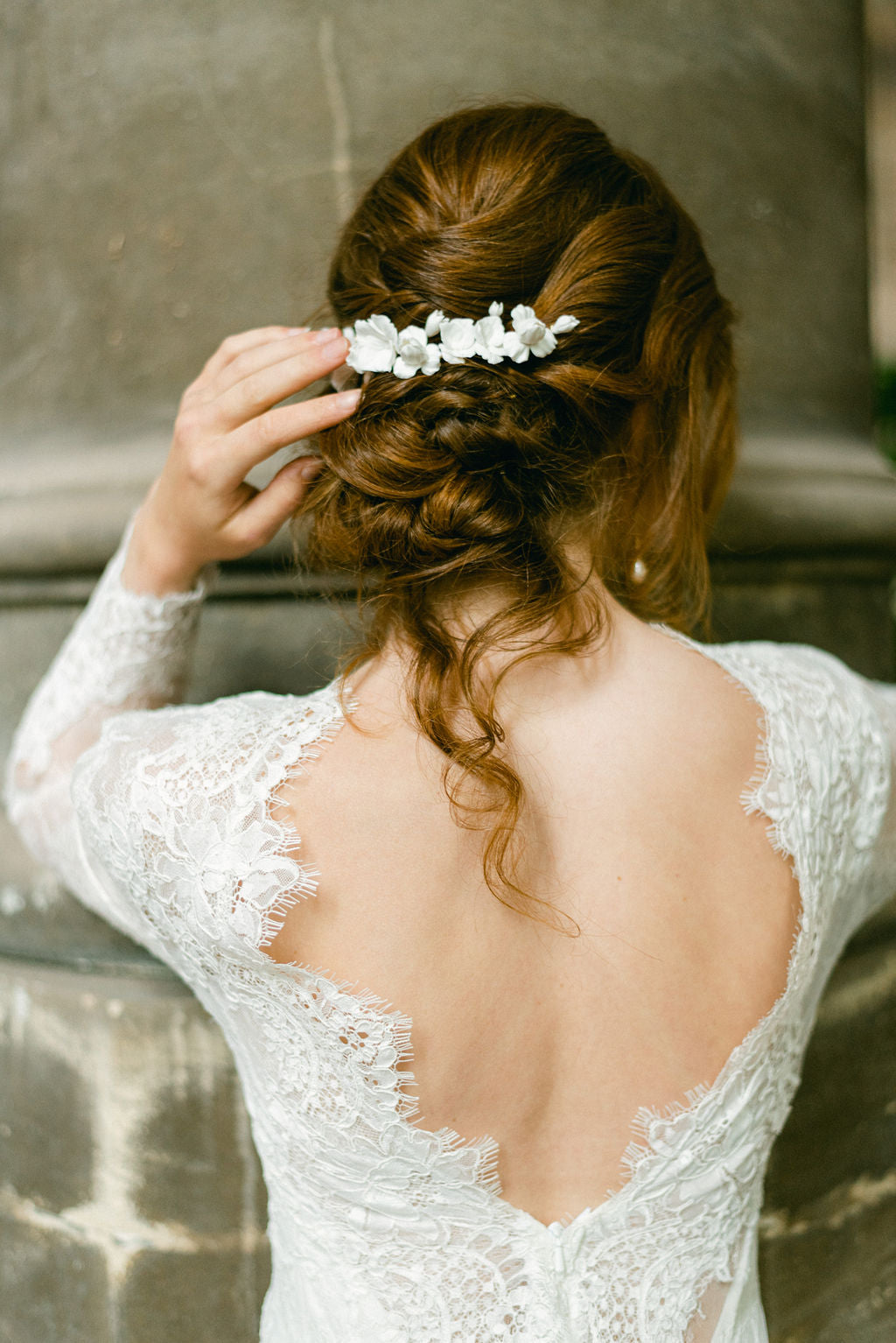 handmade clay flower comb for the fine art bride